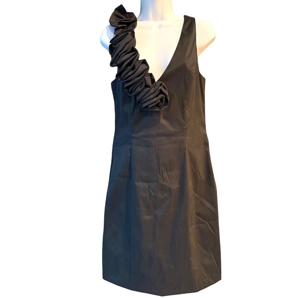 Betsy &‎ Adam Black One Shoulder Ruffle Cocktail Dress Women Small? (See Photos)